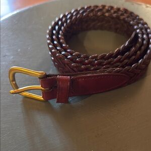 Land’s End Elegant Brown and Gold Leather Bag with Woven Texture. (TW 1)